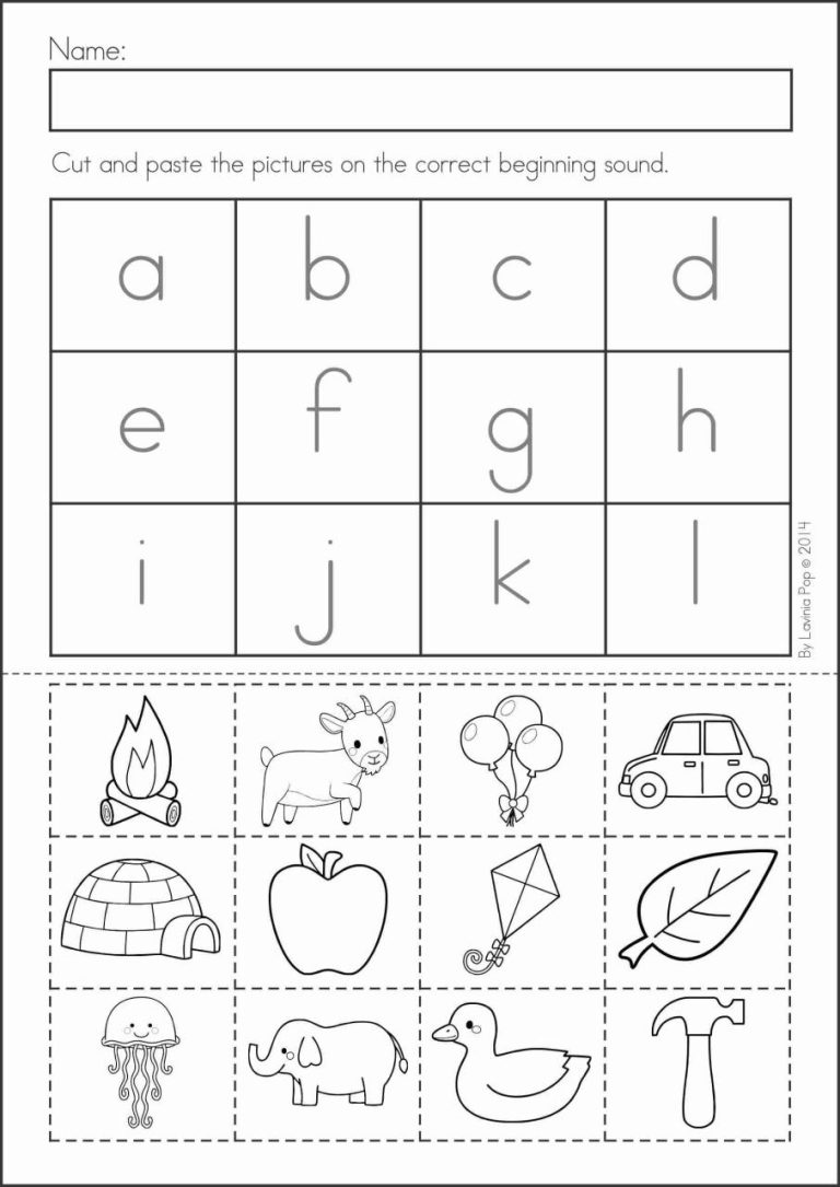 Beginning Sounds Worksheets Cut And Paste