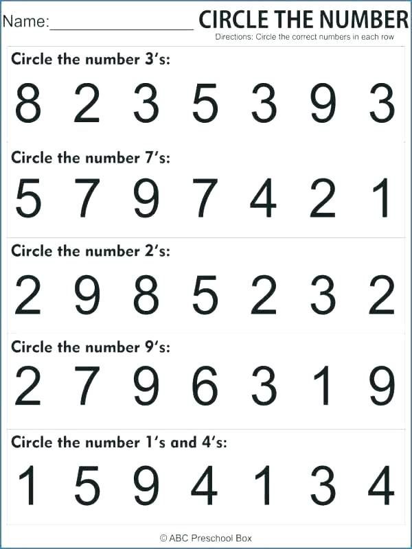 Worksheets For 3 Year Olds Numbers