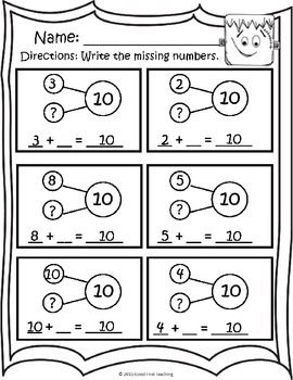 Kindergarten Number Bonds To 10 Worksheet Pdf