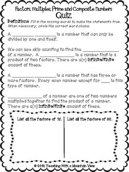 Prime And Composite Numbers Worksheet Grade 8