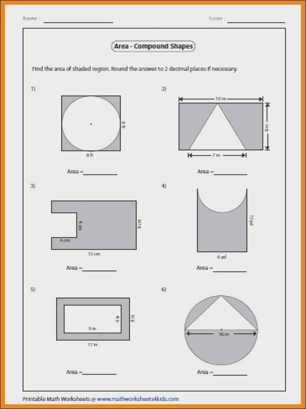 Compound Shapes Worksheet Answers Key Geometry