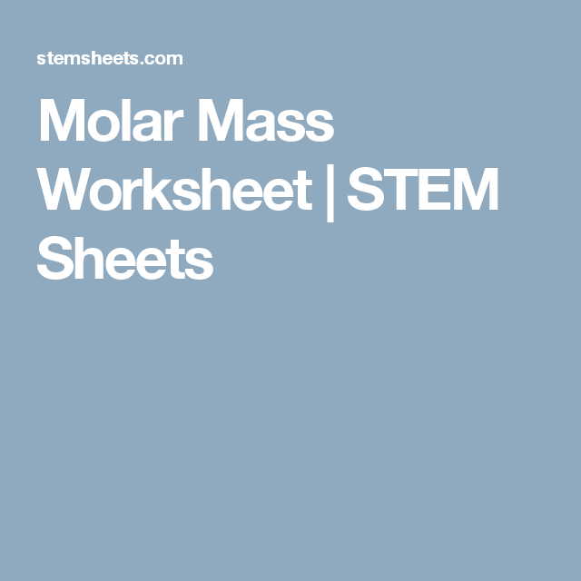 Molar Mass Worksheet Pdf