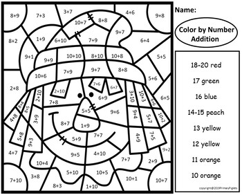 Addition Color By Number Fall