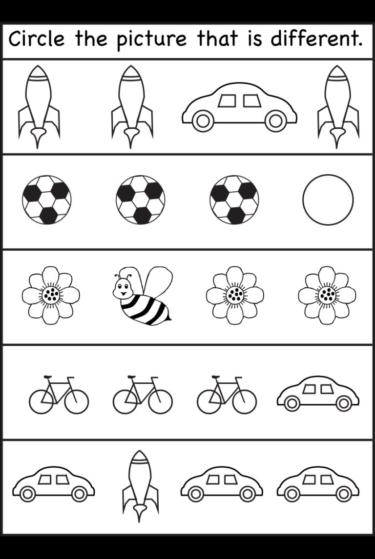 Same And Different Worksheets Pdf