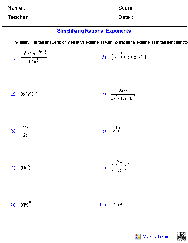 Dividing Rational Expressions Worksheet