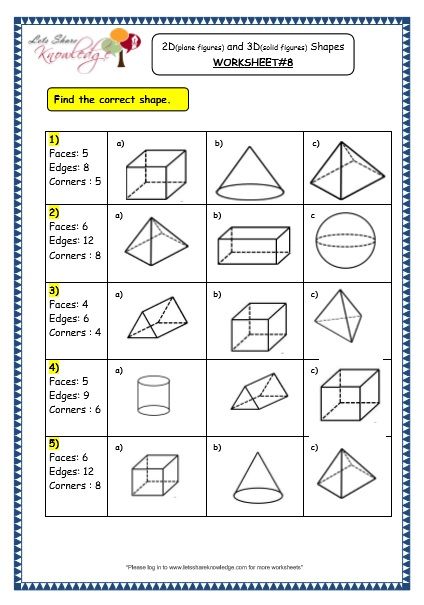 Printable Geometry Worksheets Grade 3