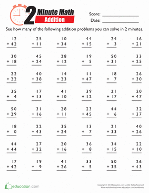 2nd Grade Math Sheets Addition