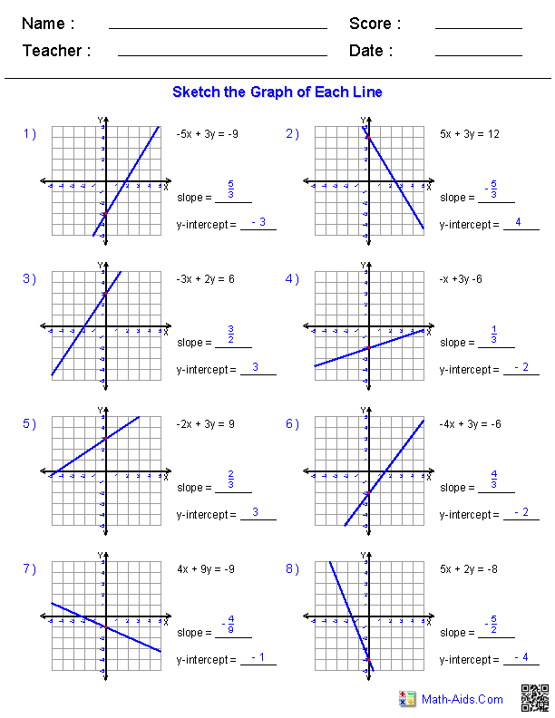 Answer Key Linear Equations Worksheet With Answers