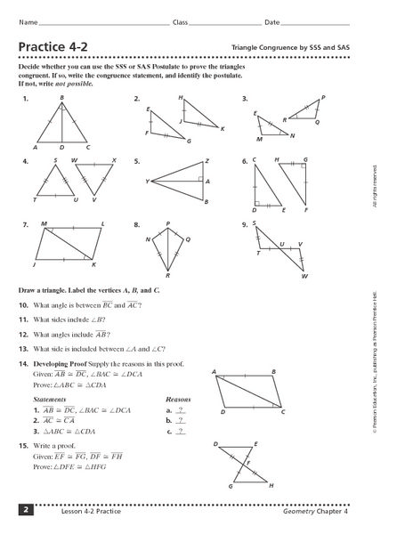 Sss And Sas Triangle Congruence