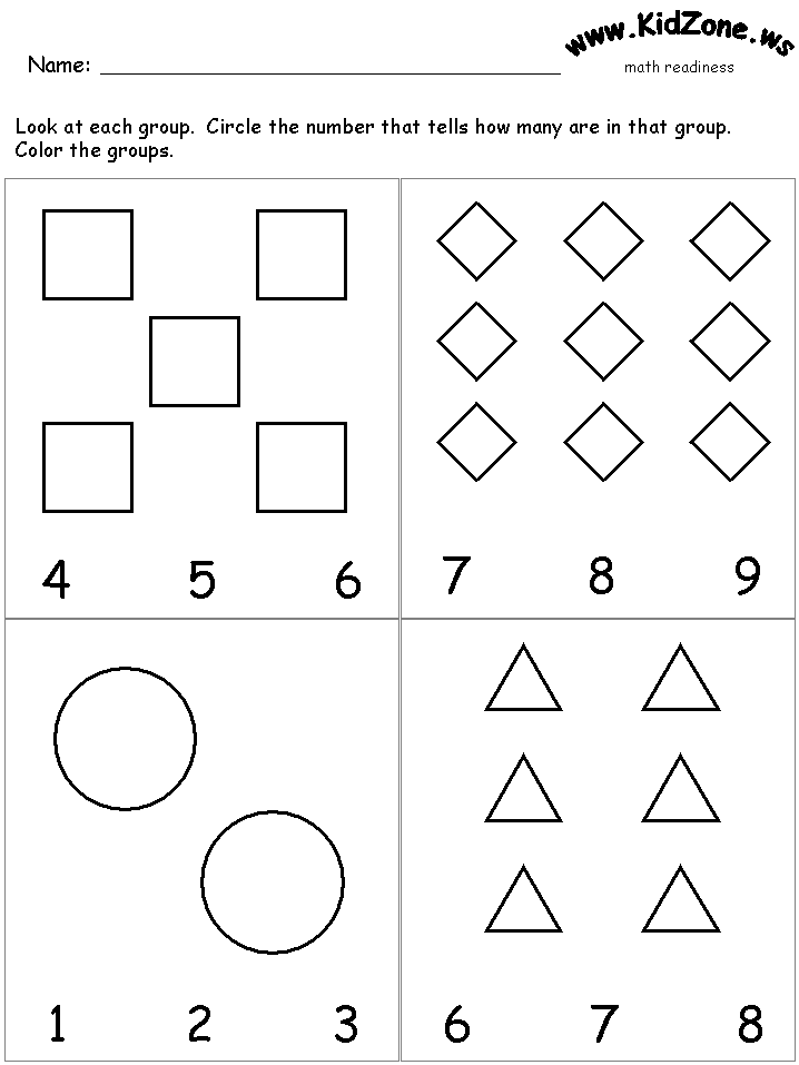 Preschool Activity Sheets Numbers