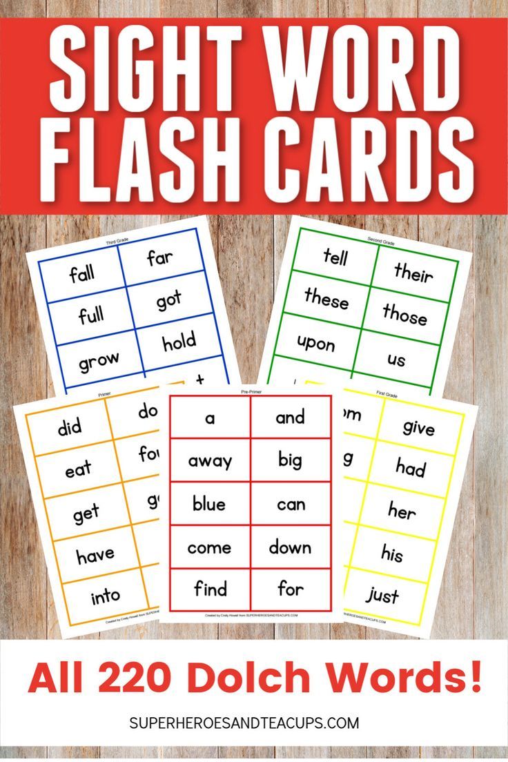 Free Printable Pre K Sight Words Flash Cards