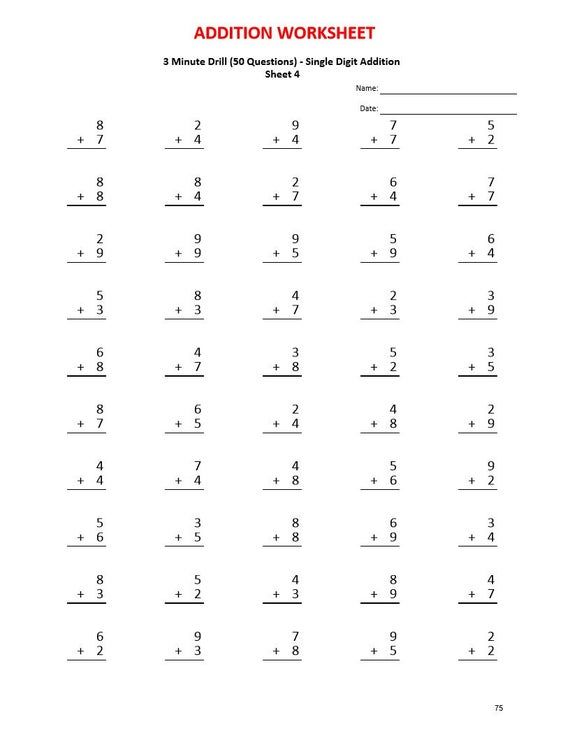 Printable Addition Worksheets For Grade 1