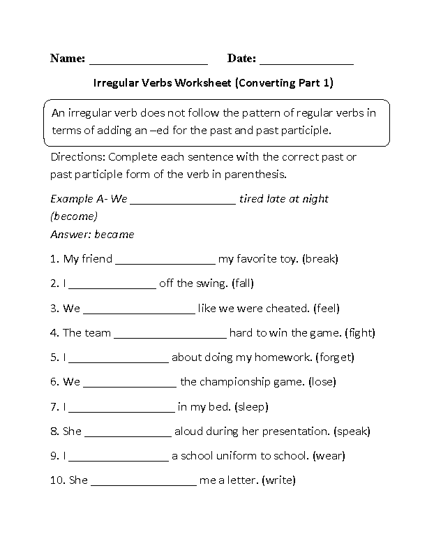 Helping Verbs Worksheet 6th Grade