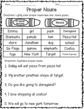 Common Nouns Worksheet 2nd Grade