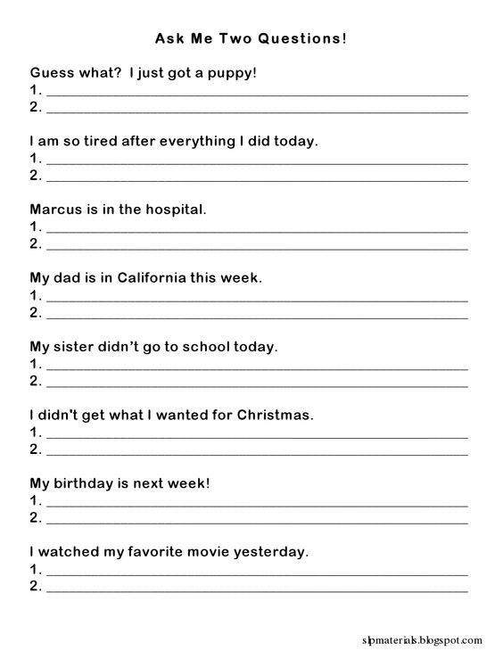 Speech Language Wh Questions Speech Therapy Worksheets