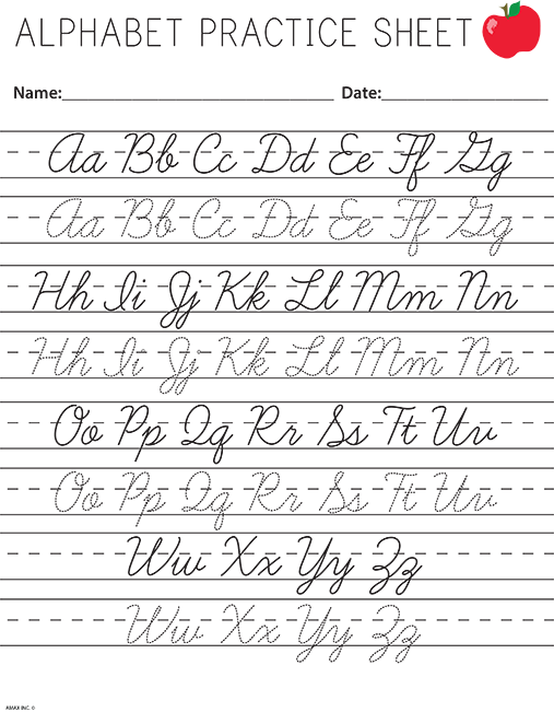 Printable Cursive Cursive Writing Practice Sheets Az