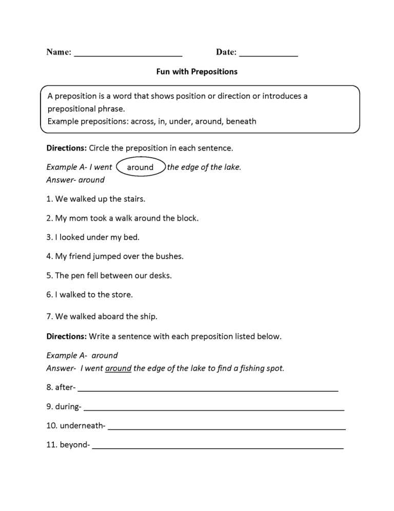 Adjective Phrase Worksheet For Grade 5