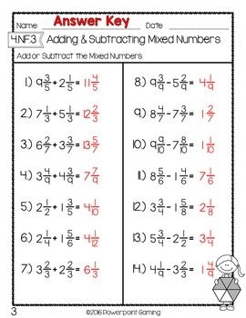 Subtracting Mixed Numbers Worksheet Pdf