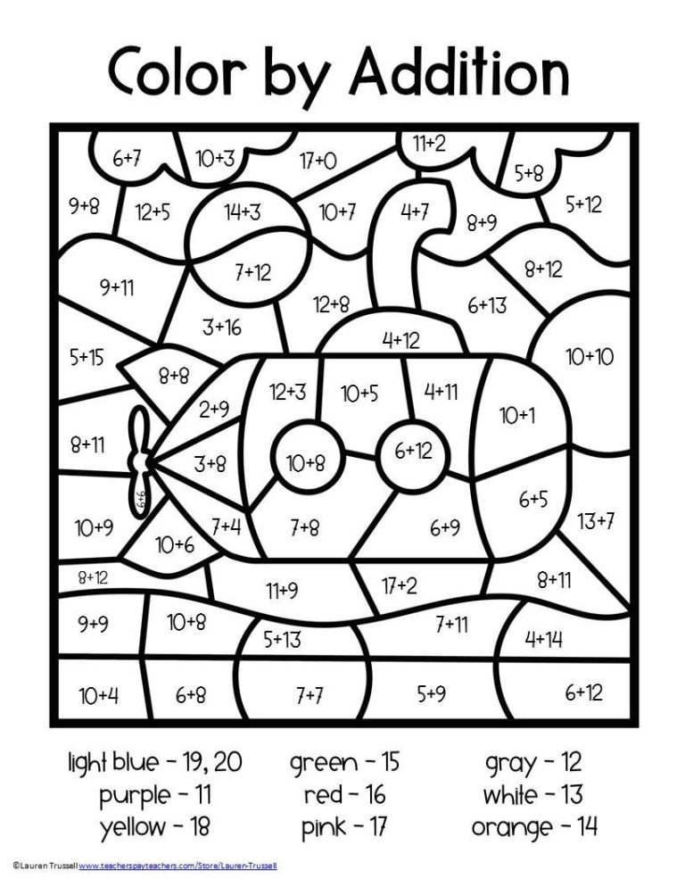 Printable Math Coloring Worksheets 2nd Grade