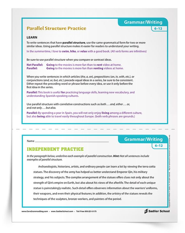 Parallel Structure Worksheet Answers