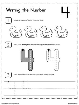 Number 4 Worksheets For Kindergarten