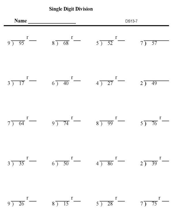 Long Division Questions For Class 6