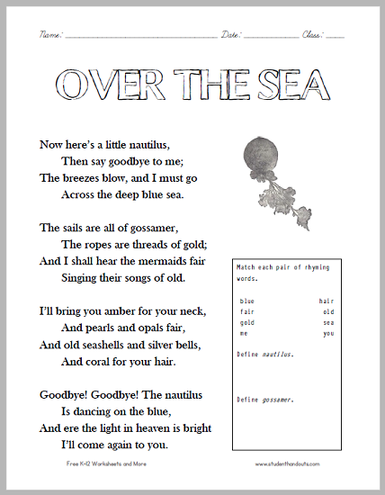 Poetry Worksheets Pdf