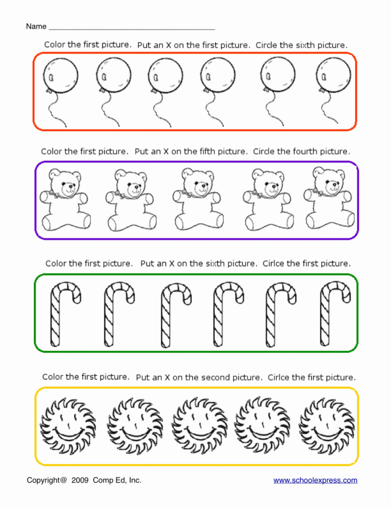 Kindergarten Ordinal Numbers Worksheet 1 10