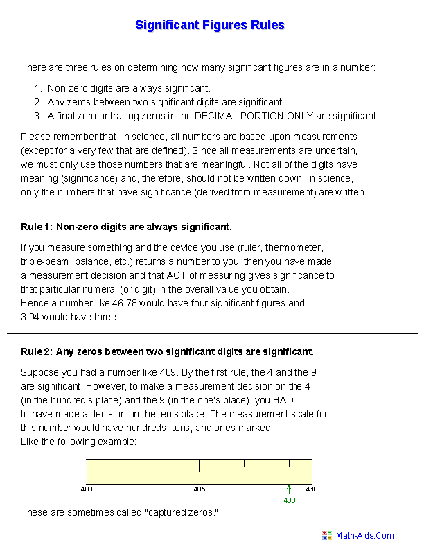 Calculations Using Significant Figures Worksheet Answers