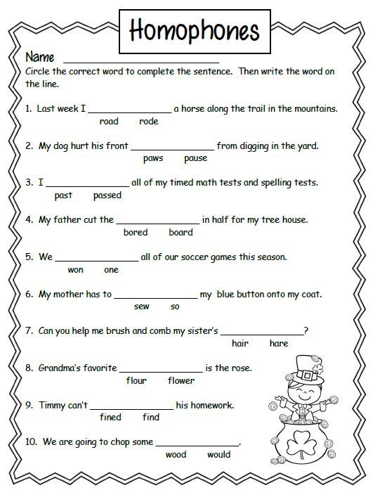 Homophones Worksheets For Grade 4 Pdf