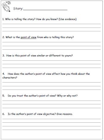 Point Of View Worksheets 5th Grade