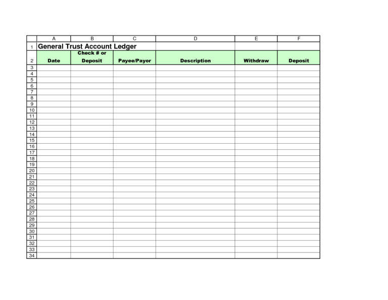 Blank Accounting Worksheet Template