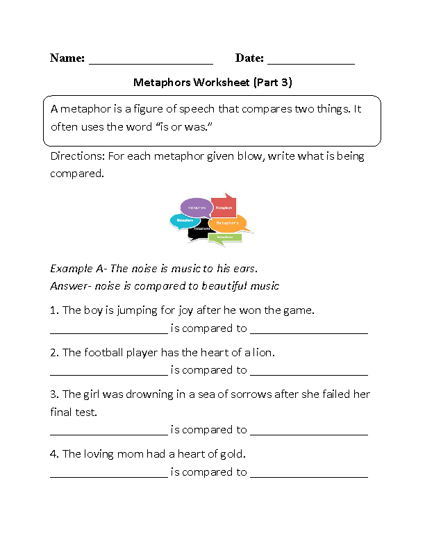 Metaphor Worksheets With Answers