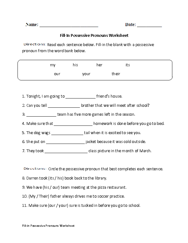 Possessive Nouns Worksheets 2nd Grade