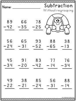 2 Digit Subtraction Worksheets