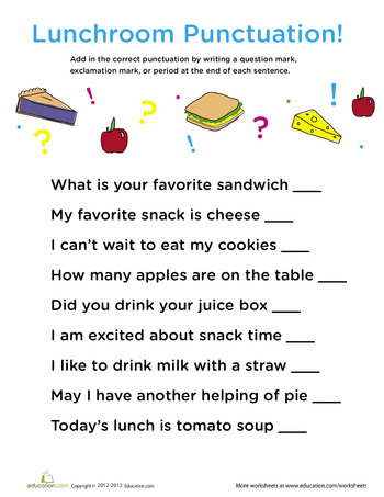 2nd Grade Ending Punctuation Worksheets