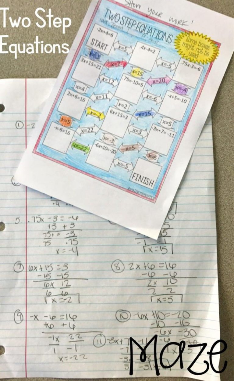 Two Step Equation Maze 3