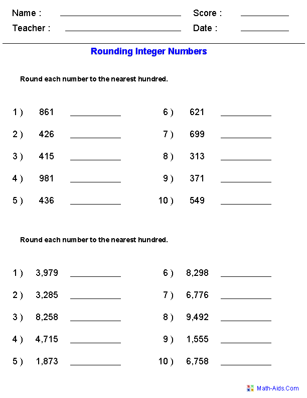 Rounding Off Decimals Worksheets With Answers