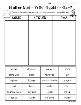 Solid Liquid Gas Worksheet Pdf