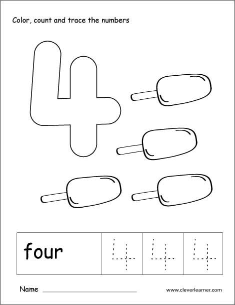 Number 4 Worksheets Printable