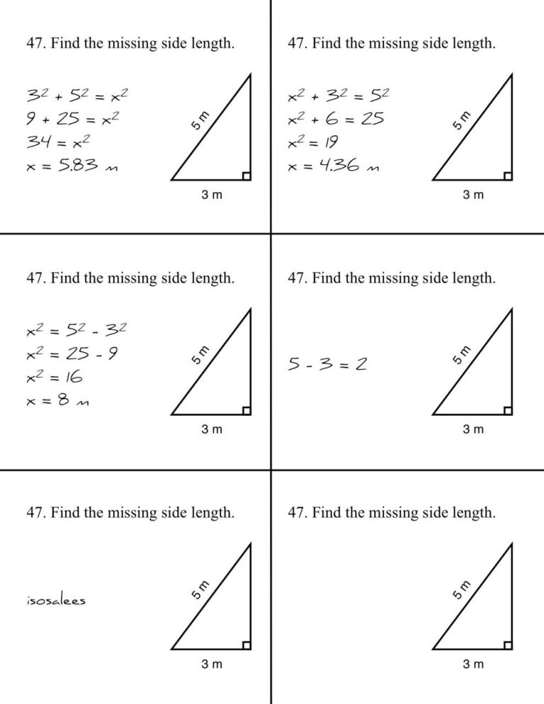 Pythagorean Theorem Worksheets Grade 9