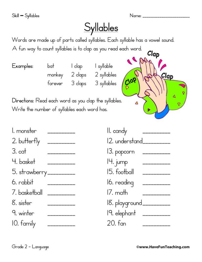 Syllabication Worksheets