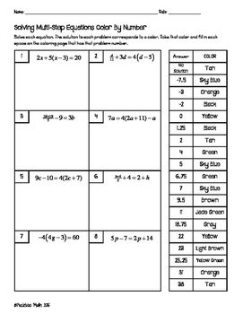 Algebra 1 Solving Multi Step Equations Worksheet Answers