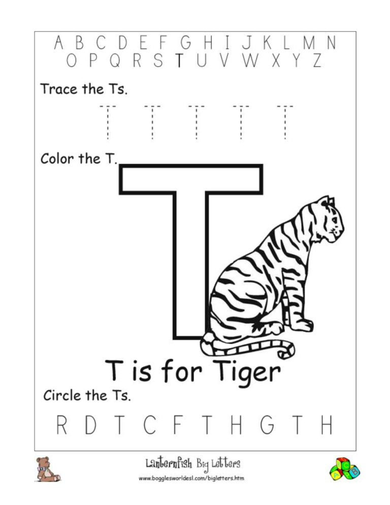 Letter T Worksheets For Prek