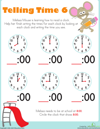 Clock Worksheets For Kindergarten