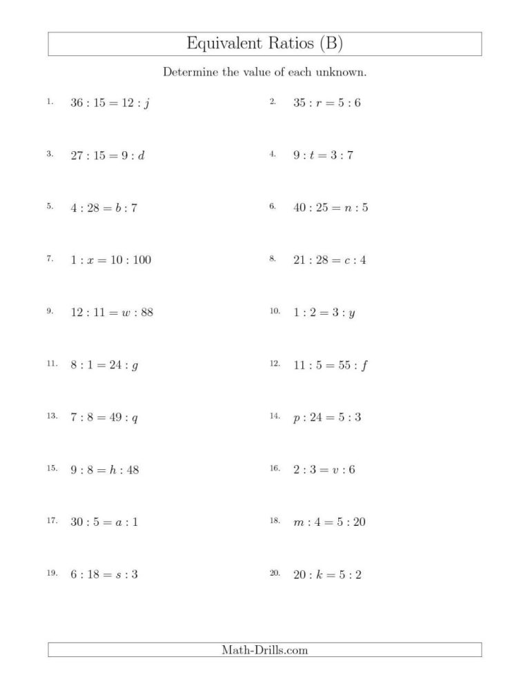 Equivalent Ratios Worksheet Pdf 6th Grade