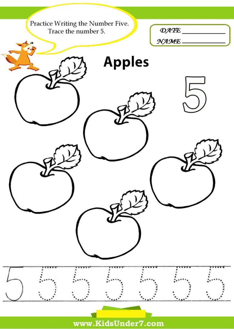 Number 5 Tracing Worksheets For Preschool