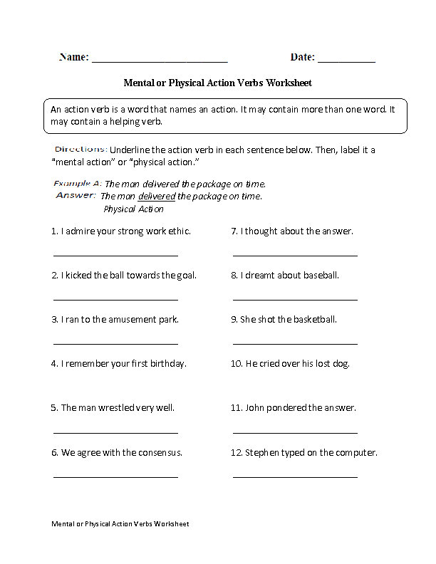 Verbs Worksheets For Grade 5 Pdf