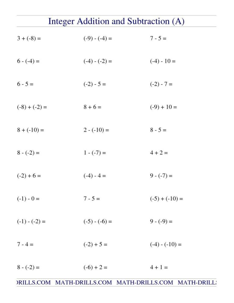 Adding Integers Worksheet Easy