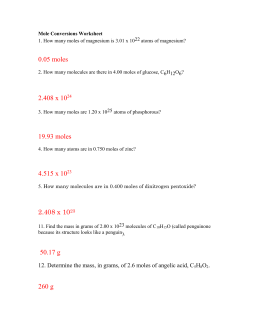 Key Molar Mass Worksheet